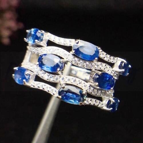 Sapphire ring Free shipping Natural real blue sapphire rings 925 sterling silver 0.35ct*8pcs gems For men or women #BG18081718