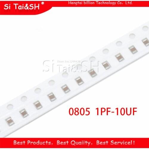 100PCS 0805 smd capacitor ceramic 1PF-10UF 20PF 220PF 330PF 680PF 4.7NF 22NF 33NF 10NF 220NF 1UF 2.2UF 4.7UF 10UF capacitors