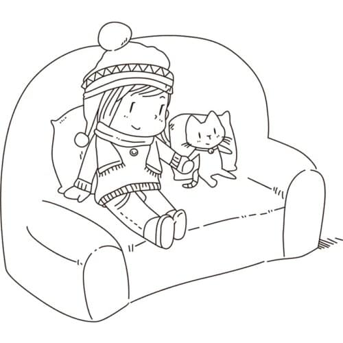 10x8 Girl cat playing New Transparent Clear Rubber Stamp Sheet Cling Scrapbooking Photo Album PaperCard DIY Craft