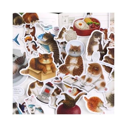 18 PCS New Love decorative animal cat Paper Lable Stickers Crafts And Scrapbooking Decorative Sticker DIY Lovely Stationery