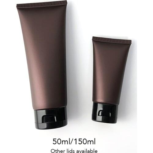 20pcs 50ml 150ml Matte Brown Empty Plastic Squeeze Tube Refillable Cream Cosmetic Container 50g 150g SkinCare Lotion Bottle