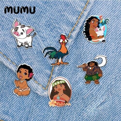 2021 New Moana Lapel Pin Princess Acrylic Brooches Handmade Epoxy Jewelry Shirt Bag Badge