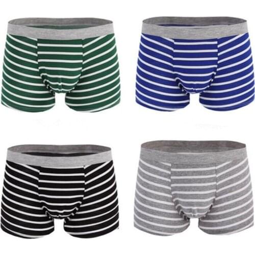 3Pcs /lot cotton striped men underwears boxers mens panties breathable comfortable mens underpants plus size male boxer