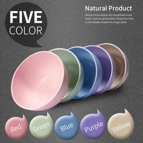 5pcs/Set Bowl Wheat Straw Food Bowls Sets Environmental Protection Bowl Household Rice Salad Soup Noodle Eco Friendly Tableware