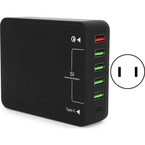 AC Plug Power Adapter 3.0 USB Type C USB‑C Charger Fit For Samsung S6 S7 S8 Edge 100‑240V PC Power Adapter (Black)