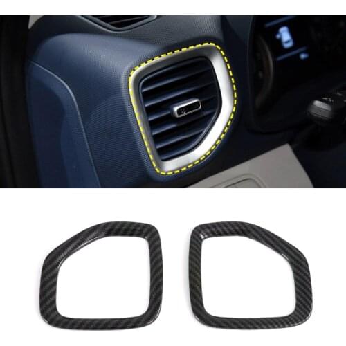 Car-Styling Accessories ABS Carbon Fiber Front Side Air Outlet Vent Cover Sticker Decorated Trims For Hyundai Venue 2019 2020