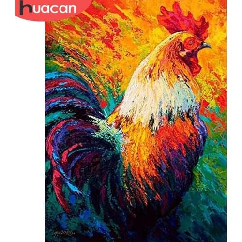 HUACAN Diamond Art Painting Chicken Home Decor Mosaic Rooster Embroidery Color Cock Diamond Art Wall Stickers
