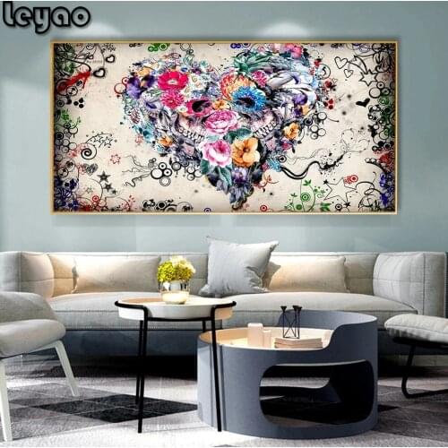 DIY Diamond Painting Abstract Colorful Heart Flower Full Square Round Drill Diamond Embroidery Rhinestones Mosaic Wall Art Decor
