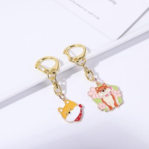 Loyalty Shiba Inu Keychains Cartoon dinosaur Car Keyring Fashion Women Gifts Lucky gift Key Ring bag charm best friend gift