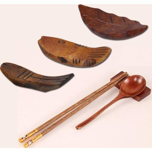 Wooden Chopsticks Holder Rack Rest Chinese Style Spoon Fork Stand Home Cutlery Reusable Flatware Kitchen Tool