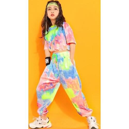 Kid Cool Hip Hop Clothing Velvet Sweatshirt Crop Top Short Sleeve Shirt Streetwear Pants for Girls Jazz Dance Costume Clothes