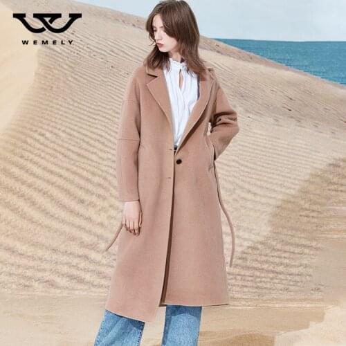 Double sided cashmere coat womens autumn and winter 2021 new simple single breasted slim middle and long