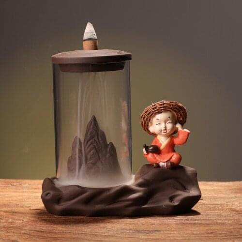 Handmade Ceramic Incense Burner Smoke Waterfall Backflow Incense Stick Indoor Living Room Decor Incense Holder Feng Shui Decorat