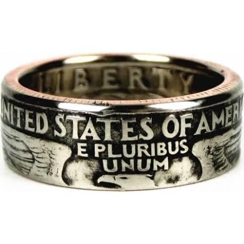 Handmade US 25 Cent Coin Ring 100% Real original Coin Ring Handcraft In Sizes 11-25 free shipping