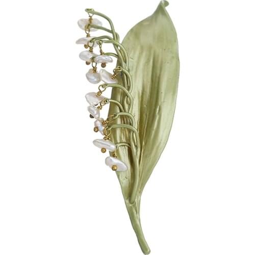 Creative Lily Of The Valley Brooch Pearl Flower Woman Girl Party Clothes Brooches Ornaments Gift