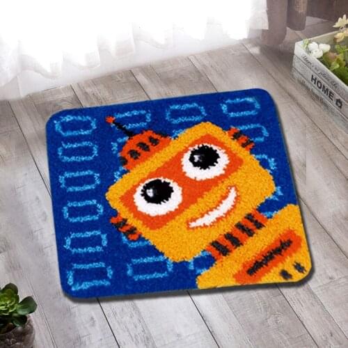 Cushion Flower Latch Hook Carpet Embroidery Needlework Crochet Pillows Accessories DIY Robot Latch Hook Rug Kit Cross Stitch