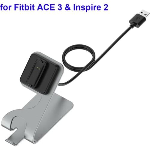 Metal Charger for Fitbit Inspire 2 Charging Stand for Fitbit ACE 3 USB Cord Cable Aluminum Replacement Cradle Base