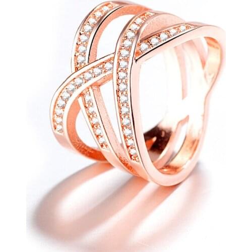 MOONROCY CZ Rose Gold Color Crystal Rings Rigant Party Silver Color Ring for Women Gift Jewelry Wholesale Dropshipping
