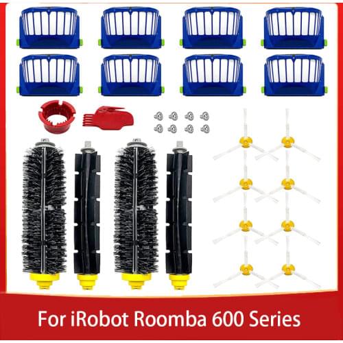 Replacement Part Kit For iRobot Roomba 600 Series 610 620 625 630 650 660 Vacuum Beater Bristle Brush+Aero Vac Filter+side Brush