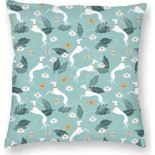 Nordic Style Greyhound And Butterfly Throw Pillow Case Home Decor Custom Square Vintage Dog Lovers Cushion Cover Pillowcover