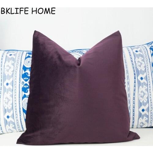 High Quality Soft Sauce Purple Velvet Cushion Cover Purple Pillow Case No Balling-up Without Stuffing