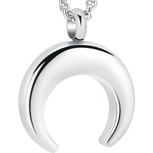 IJD0275 Stainless Steel Color Moon Cremation for Ashes Urn Necklace Memorial Cremation Keepsakes for Ashes Pendant Jewelry