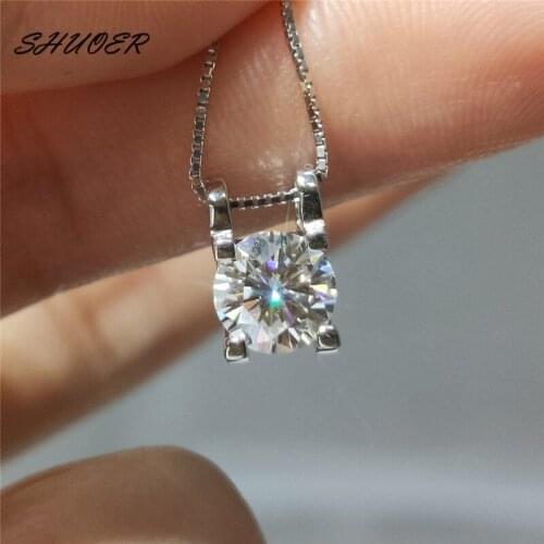 Classic 925 Sterling Silver 1 Carat Brilliant Cut Pass Diamond Tester D Color Moissanite Cow Head Pendant Necklace for Women