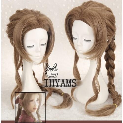 Final Fantasy VII Aeris FF7 Aerith Cosplay Wigs + Wig Cap