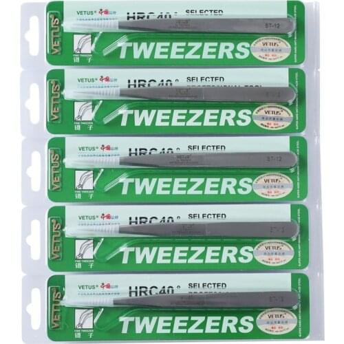10pcs/Lot Vetus Stainless Steel Eyelash Tweezers High Presicion Tweezers Grafting Makeup Tools