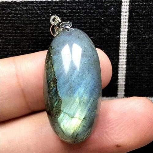 Top Natural Labradorite Pendant Jewelry For Woman Man Blue Yellow Light Crystal 29x15x11mm Beads Silver Moonstone Gemstone AAAAA