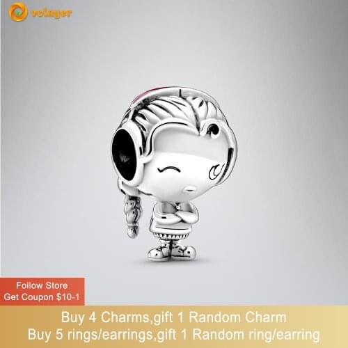 Volayer 925 Sterling Silver Beads Girl Teenager Charms fit Original Pandora Bracelets for Women Jewelry Making Birthday Gift