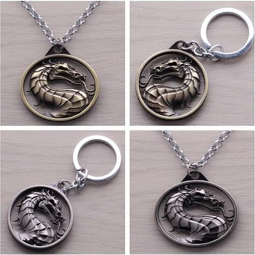 Popular Mortal Kombat Dragon Symbol Keychain Pendant Necklace Pame Periphery Jane Empire Fighting Games Logo Necklace llaveros