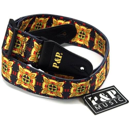 Kaleidoscope Orange Pattern Guitar Strap Electric Guitar Acoustic Guitar Folk Guitar Bass Strap
