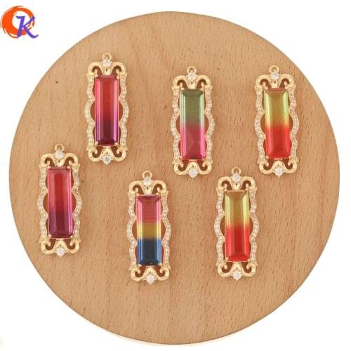 Cordial Design 20Pcs 13*34MM Jewelry Accessories/Hand Made/CZ Charms/Rectangle Shape/DIY Making/Earring Findings/Crystal Pendant