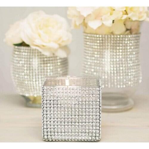 Mesh Trim Bling Diamond 1pcs 90cm*12cm Diamond Ribbon Silver Rhinestone Mesh Roll Cake Diamond Wedding Decoration 6ZHH194