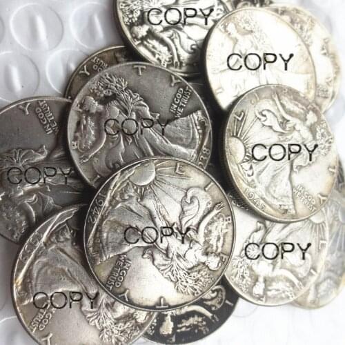 US A Set of (1916-1947)-PSD 65PCS Walking Liberty Half Dollar Silver Plated Copy Coins