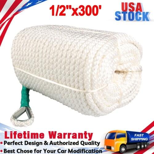 Heavy Duty 1/2"x300' Twisted Three Strand Nylon Anchor Rope Boat with Thimble- 273795516078