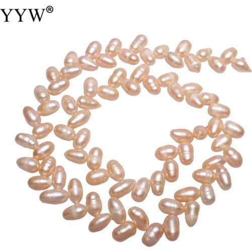YYW High Quality Cultured Rice Freshwater Pearl Beads natural pink 5-6mm Sold Per Approx 14.5 Inch Strand