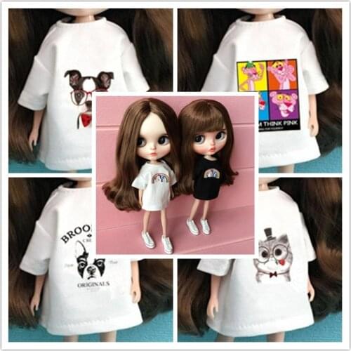 1PCS 1/6 doll accessories Doll Blyth Clothes 30cm doll outfit Cartoon T-shirt for barbie doll