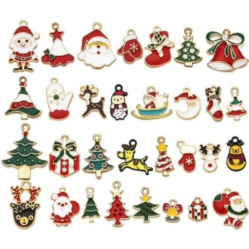 10Pcs/set Enamel Alloy Mixed Christmas Charms Pendant Jewelry Hand Made Diy Craft Making Sieraden Maken Decoration Accessories