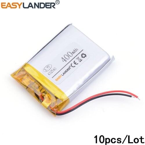 10pcs/Lot 432540 400mAh 3.7V lithium polymer battery point reading pen driving recorder PS Bluetooth Headse MP3 MP4 GPS