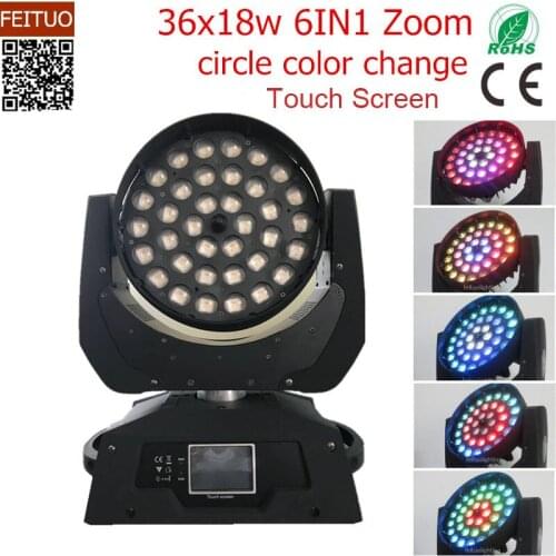 10pcs/lot Zoom Moving Head Light 36x18w LED Stage Light RGBWA UV Touch Screen Lyre Wash DMX Disco Party Lighting high quality