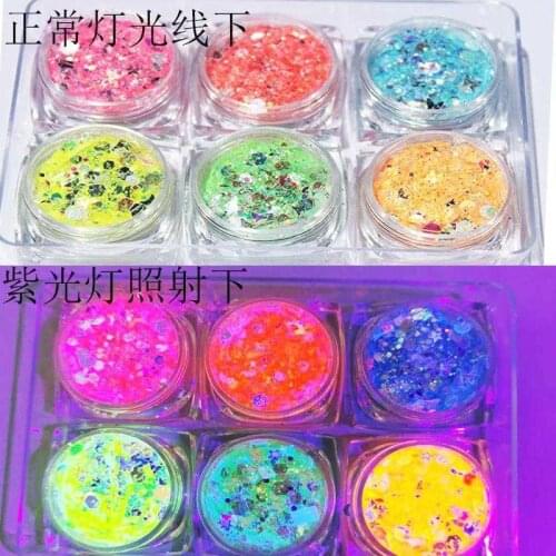 12color 50g/bag bulk glitter powder illusion glitter powders color changing after Light reflect sequin mixed 1mm 2mm 3mm glitter
