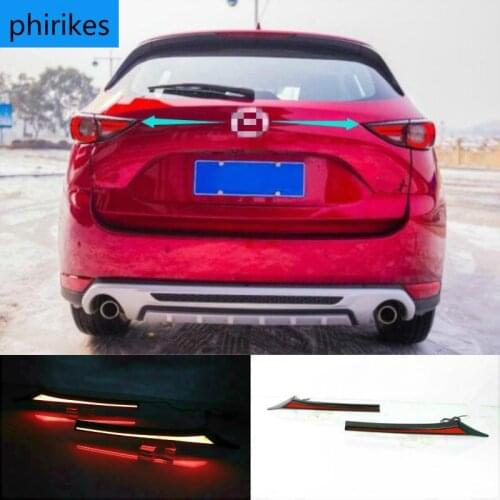 2PCS LED Reflector For Mazda CX-5 CX5 2017-2020 Car Tail Light Rear Bumper Light Rear Fog Lamp Brake Light