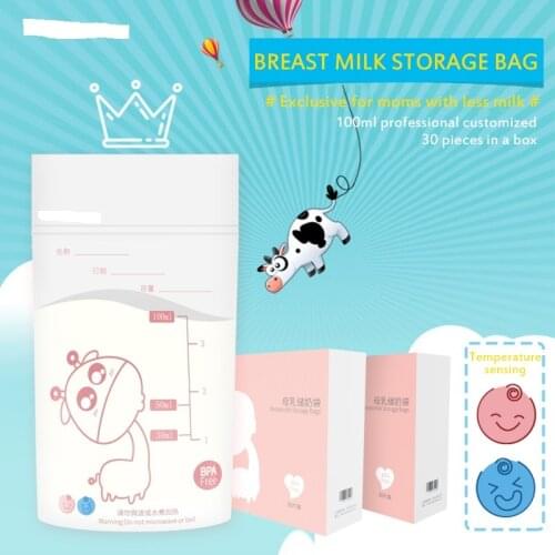 New 30PC Breast Milk Storage BPA Free Baby Safe Feeding Bag Mother Milk Pouch 100ML Refrigerate or Freeze Milk Storage Bag 2020