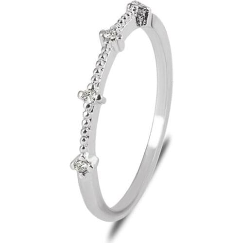 4 Little Bling Crystal Simple Style Thin Band Golden Silver Plated Rings for Women