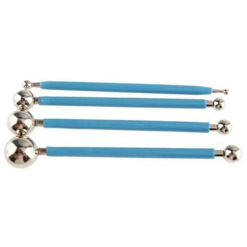 4 Pcs DIY Baking Fondant Cake Tools Stainless Steel 8 Head Pen for Sugar Flower