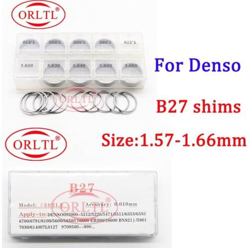 50 Pieces ORLTL Shim Adjustment B27 Auto Engine Common Rail Injector Repair Shims B27 Gasket kit Size:1.57-1.66mm