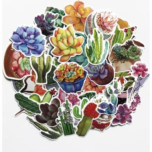 TD ZW 70Pcs Succulent Plants Cact Stickers Decal For for Snowboard Laptop Luggage Car Fridge Car- Styling Sticker Pegatina