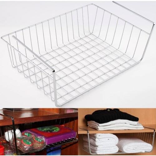 White/Silver Lightweight and Durable Design Suoerior Kitchen Under Shelf Storage Basket Lightweight Metal Organiser Rack